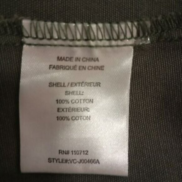 Vigoss Utility Jacket Olive Star Print Button Front Cinched Waist Womens - Picture 3 of 12